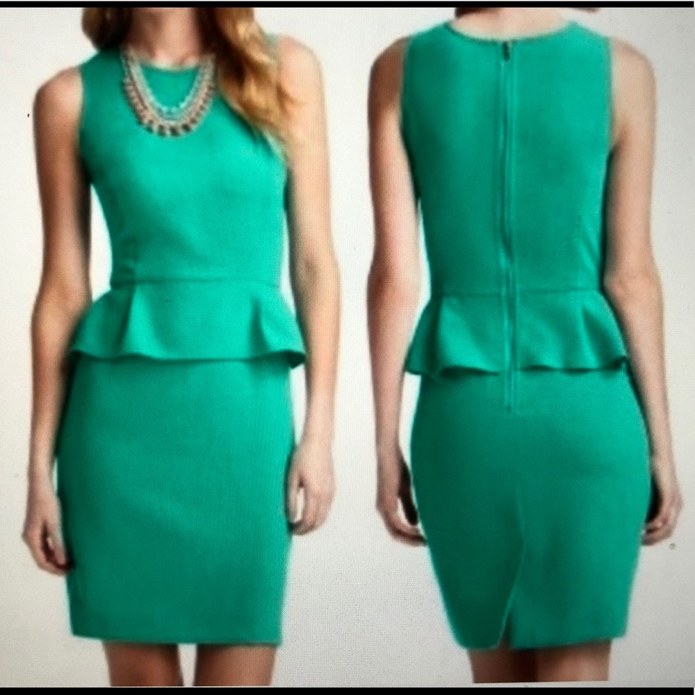 ANN TAYLOR LOFT PEPLUM HUNTER GREEN DRESS👗2P - Picture 13 of 14